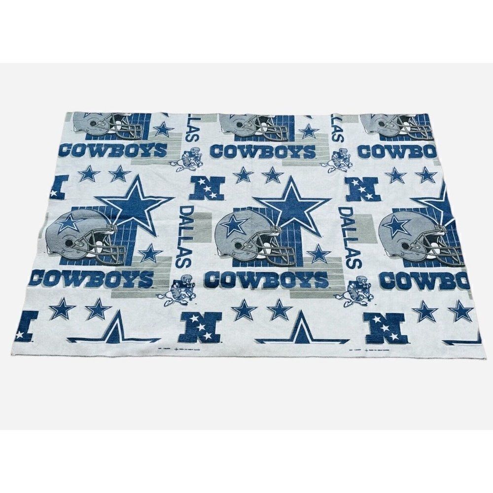 Vintage 90s Dallas Cowboys Blanket Throw Football 63"x43" Tailgate Bedding Decor